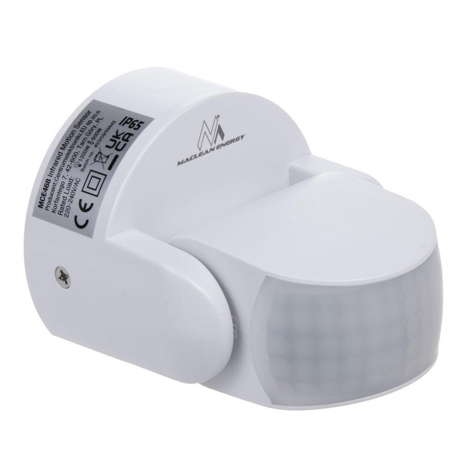Detector de movimento PIR Maclean MCE468 W, infravermelho, IP65, branco, alcance de 12 m, carga máxima de 600/1200 W