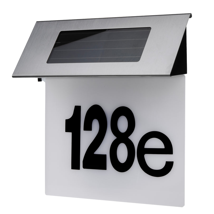 Maclean MCE423 Luz solar LED para números de porta, IP44, 1 W, 60 lm, 6000 K, bateria recarregável de 600 mAh, 2,5 V DC 70 mA