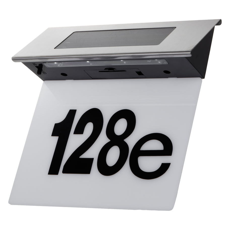 Maclean MCE423 Luz solar LED para números de porta, IP44, 1 W, 60 lm, 6000 K, bateria recarregável de 600 mAh, 2,5 V DC 70 mA