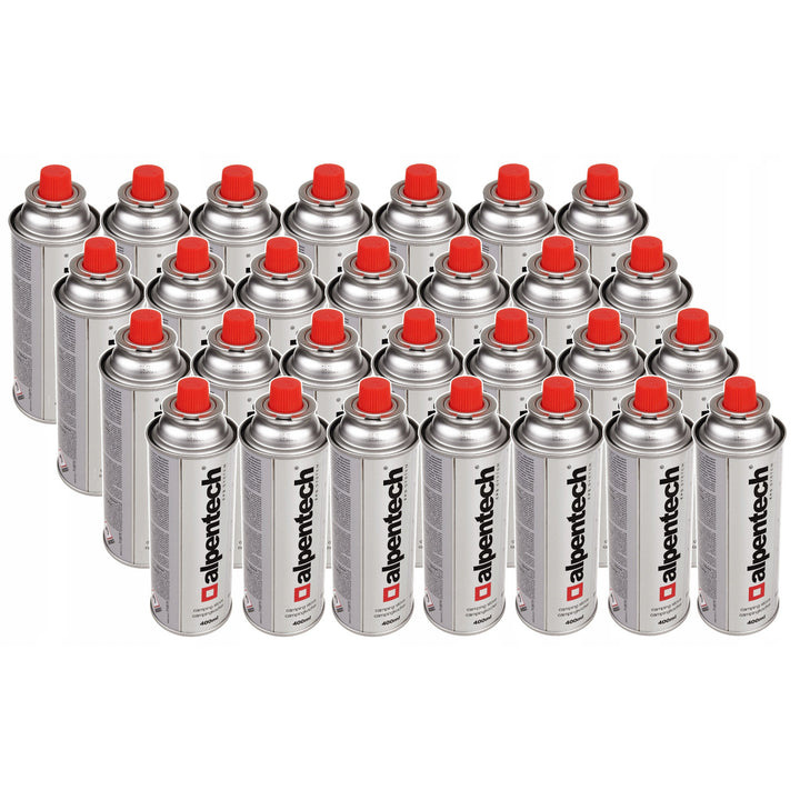 Cartucho de gás Alpentech 28x 380ml, certificação: Pi 0875, em conformidade com a norma EN521, butano, gama de funcionamento -10°C a +40°C, IK300