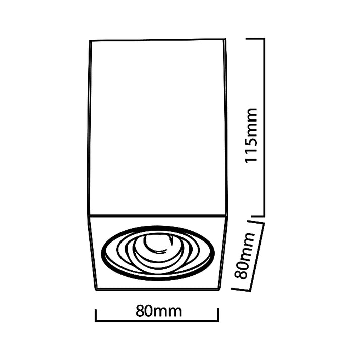 Luminária de superfície/tubo Maclean 3x, spot, quadrada, alumínio, GU10, 80x80x115mm, preta, MCE426 B + 3 lâmpadas LED de 5W