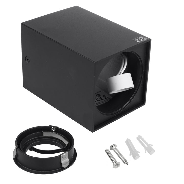 Luminária de superfície/tubo Maclean 3x, spot, quadrada, alumínio, GU10, 80x80x115mm, preta, MCE426 B + 3 lâmpadas LED de 5W