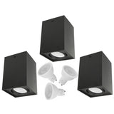 Luminária de superfície/tubo Maclean 3x, spot, quadrada, alumínio, GU10, 80x80x115mm, preta, MCE426 B + 3 lâmpadas LED de 5W