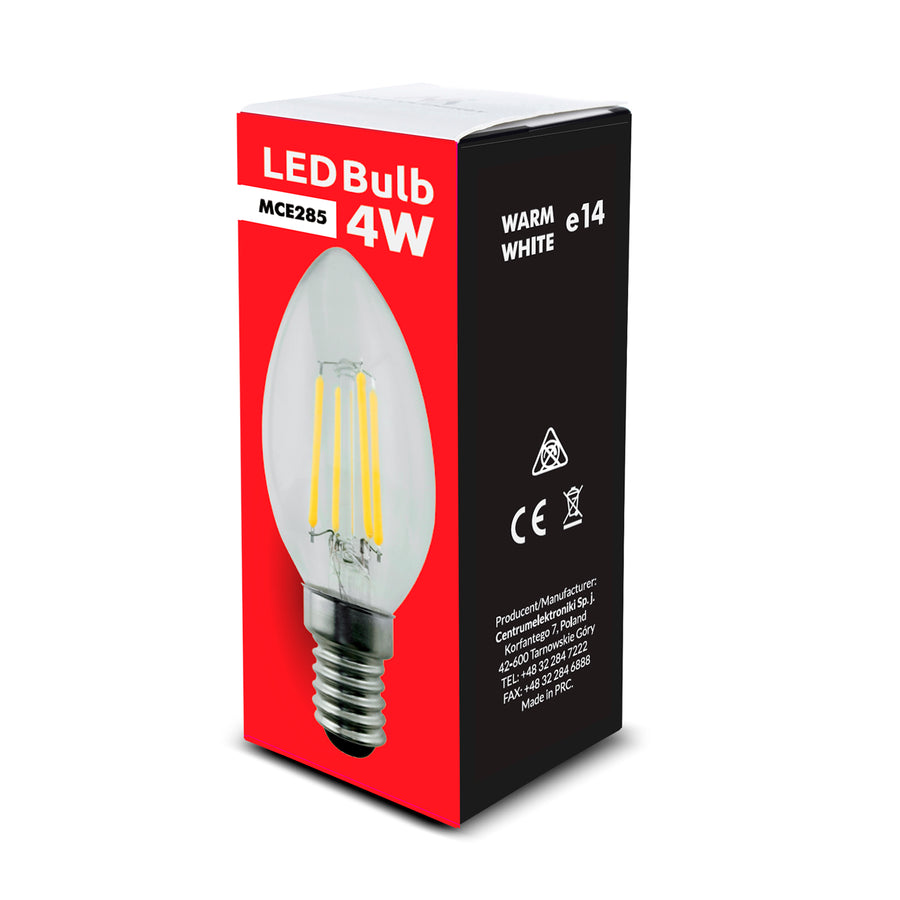 6x Maclean, Filamento LED E14, 4W, 230V, Branco Quente WW 3000K, 400lm, Vela decorativa retro Edison C35, MCE285