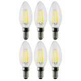 6x Maclean, Filamento LED E14, 4W, 230V, Branco Quente WW 3000K, 400lm, Vela decorativa retro Edison C35, MCE285