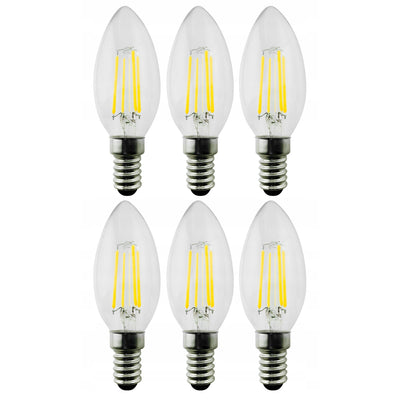 6x Maclean, Filamento LED E14, 4W, 230V, WW blanco cálido 3000K, 400lm, Vela decorativa retro edison C35, MCE285