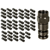 50x Maclean, conector de compressão F, RG-6, profissional, níquel, preto, MCTV-916