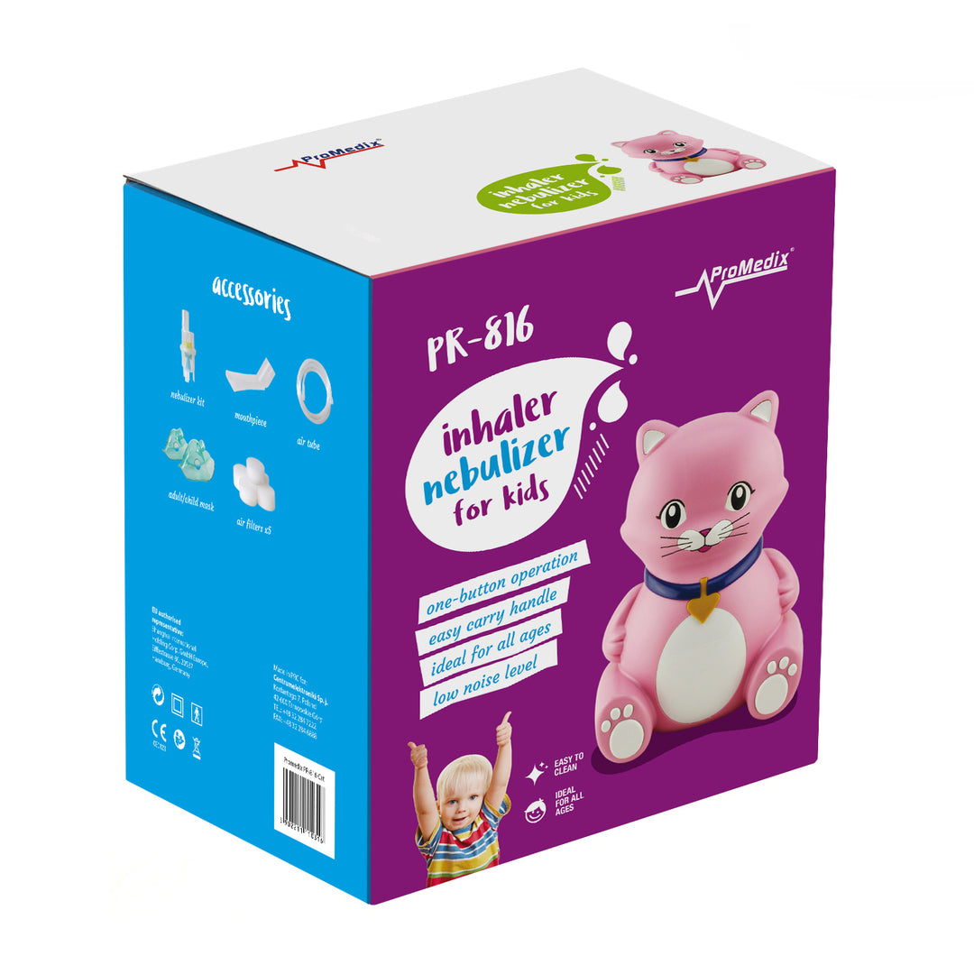 Inalador infantil Promedix para gatos, conjunto nebulizador, máscaras, filtros, PR-816 + chupeta inaladora universal Gess