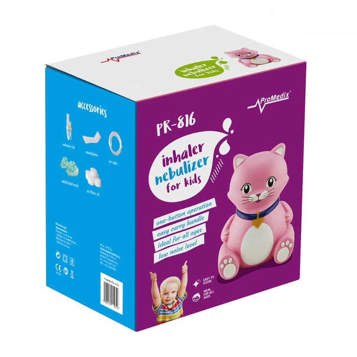 Inalador infantil Promedix para gatos, conjunto nebulizador, máscaras, filtros, PR-816 + chupeta inaladora universal Gess