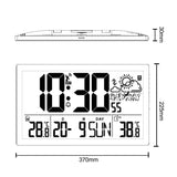 GreenBlue GB218 Estación Meteorológica Reloj de Pared Digital con Sensor de Exterior, Reloj DCF con Pantalla LCD, Alarma con Función Snooze, Temperatura Interior y Exterior, Previsión Meteorológica, 37x22,5cm,