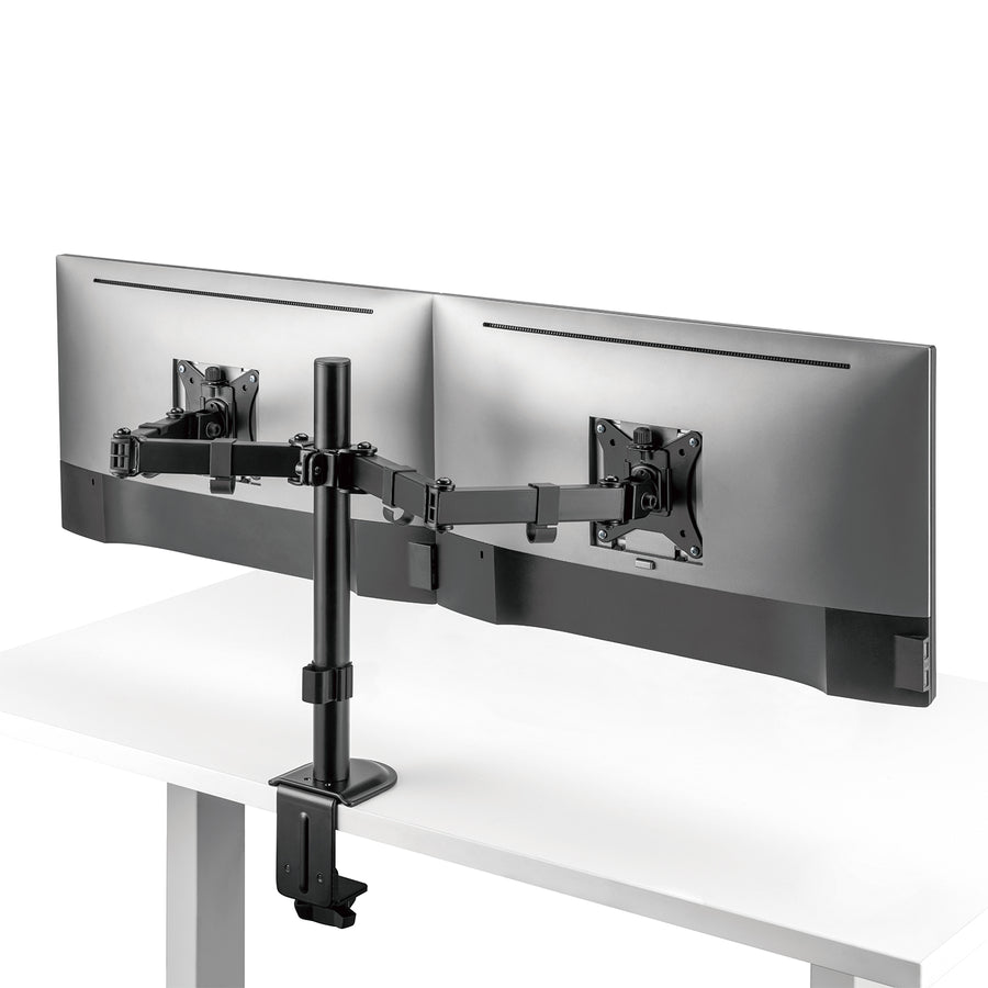 Suporte de secretária para monitor duplo Maclean MC-754N, VESA 75x75 e 100x100, 17-32", carga máxima 2 x 9 kg