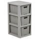 Cabide BranQ Rattan com 3 cestos cinza 3x7l