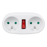 Maclean MCE337 E Base de Enchufe, Divisor con 2 Tomas e Interruptor de Encendido/Apagado, tipo E, 2x16A
