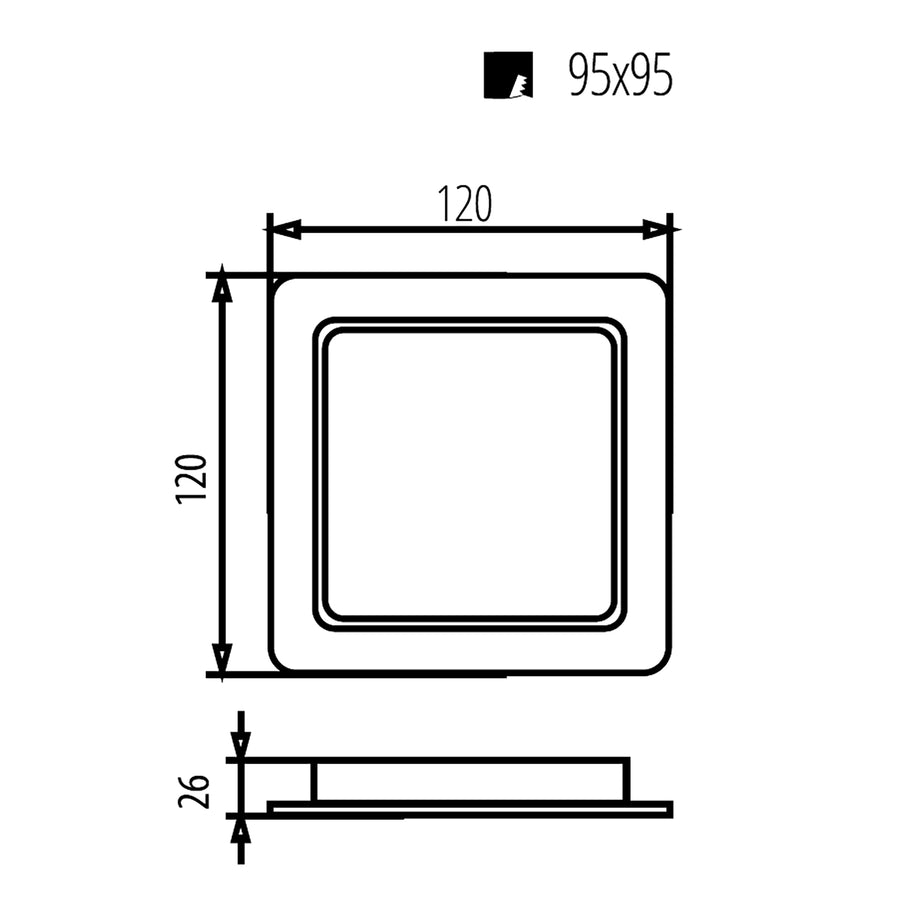 Painel de teto LED Maclean MCE373 S, montagem embutida fina, 9 W, branco neutro 4000 K, 120 x 120 x 26 mm, 900 lm