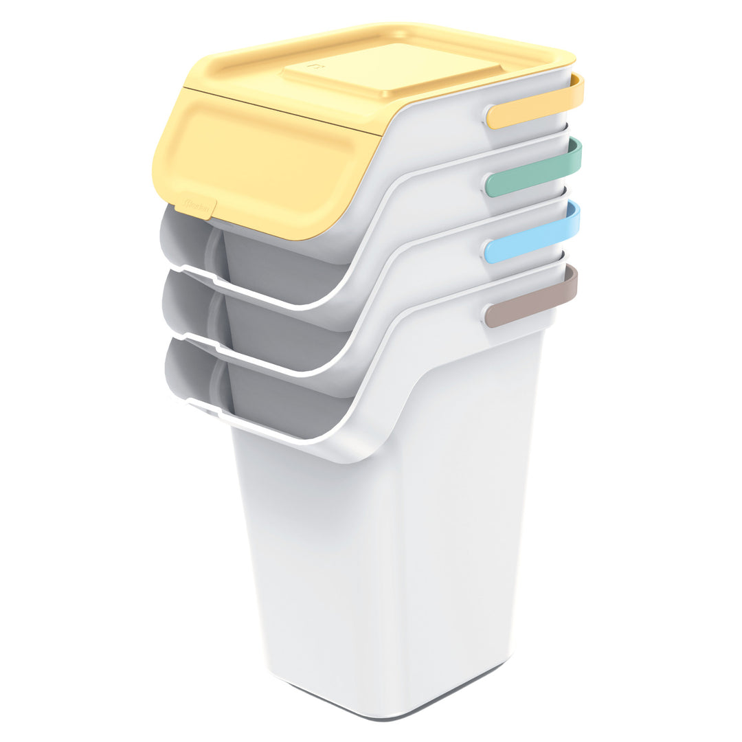 Conjunto de contentores separadores de resíduos Keden Kaddi Q Set, 4x25 litros, cinzento