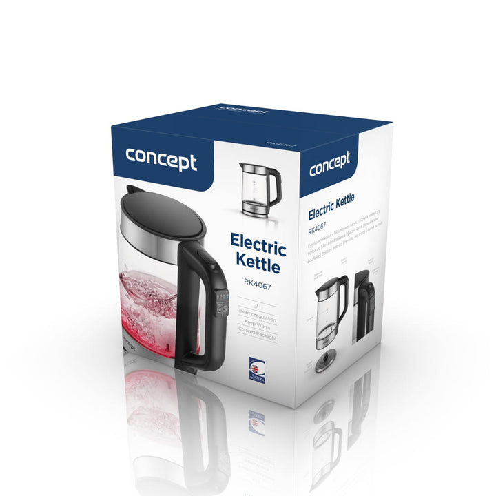 Chaleira elétrica em vidro Concept RK4067 1,7L com controlo de temperatura