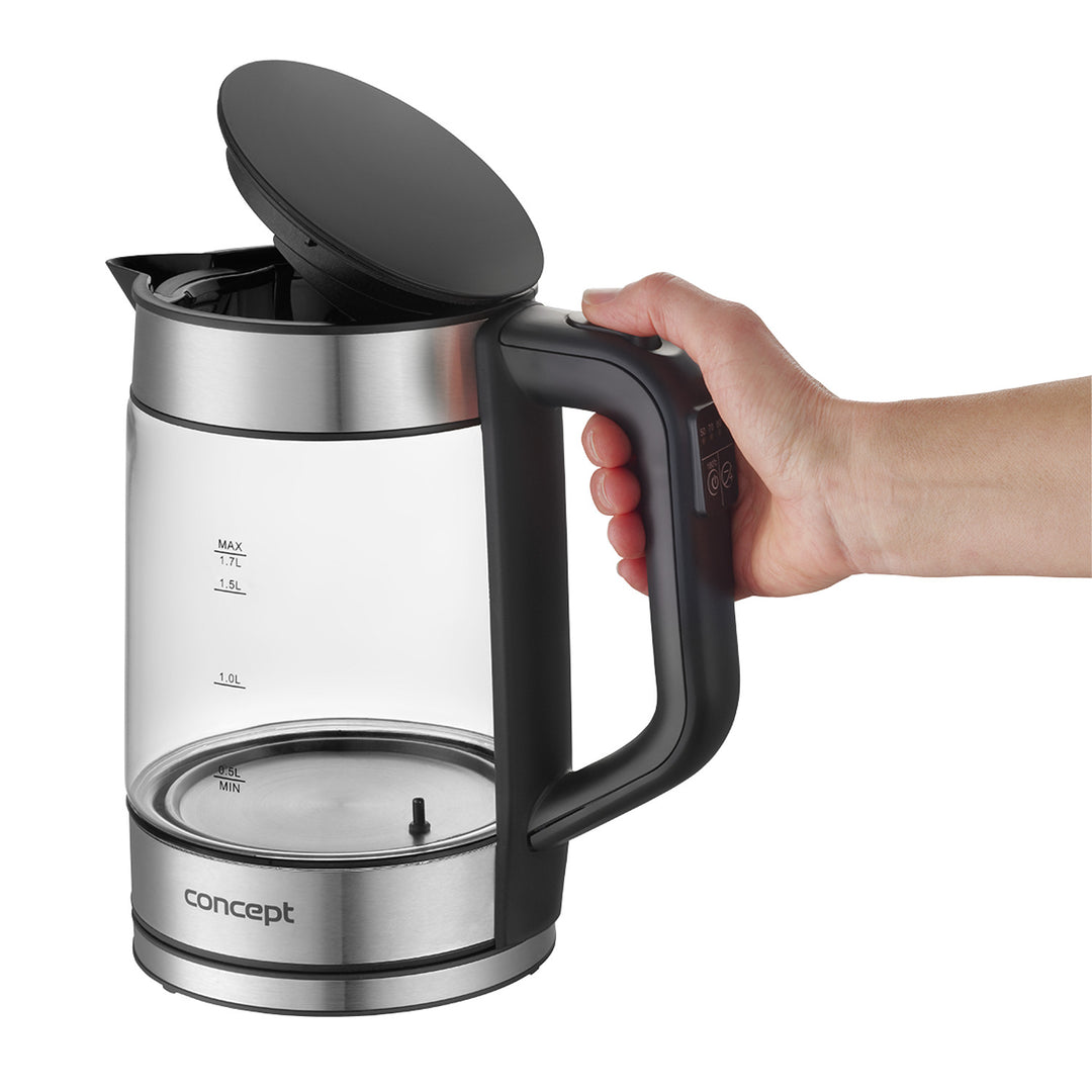 Chaleira elétrica em vidro Concept RK4067 1,7L com controlo de temperatura