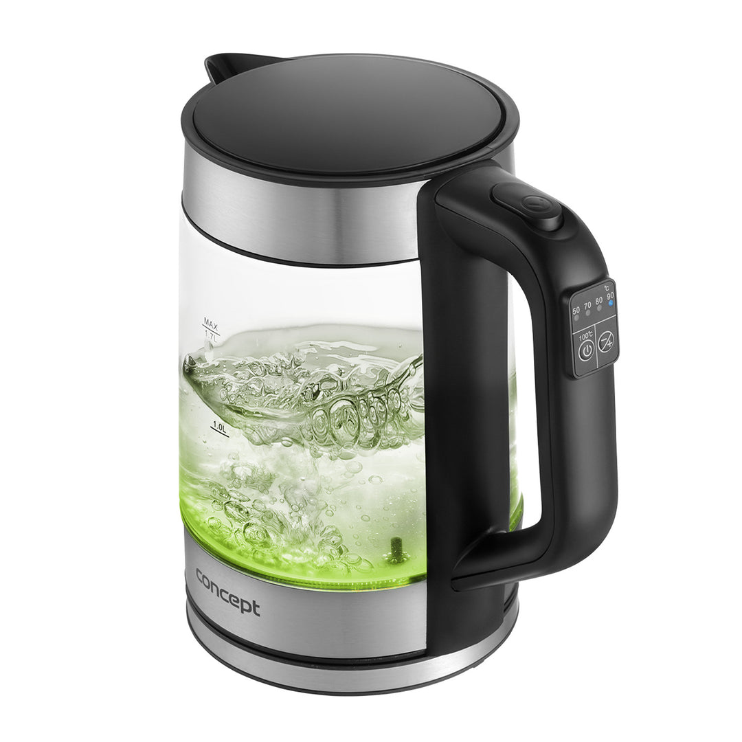 Chaleira elétrica em vidro Concept RK4067 1,7L com controlo de temperatura