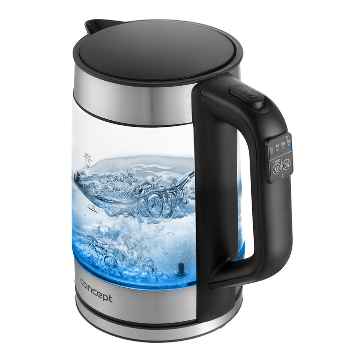 Chaleira elétrica em vidro Concept RK4067 1,7L com controlo de temperatura