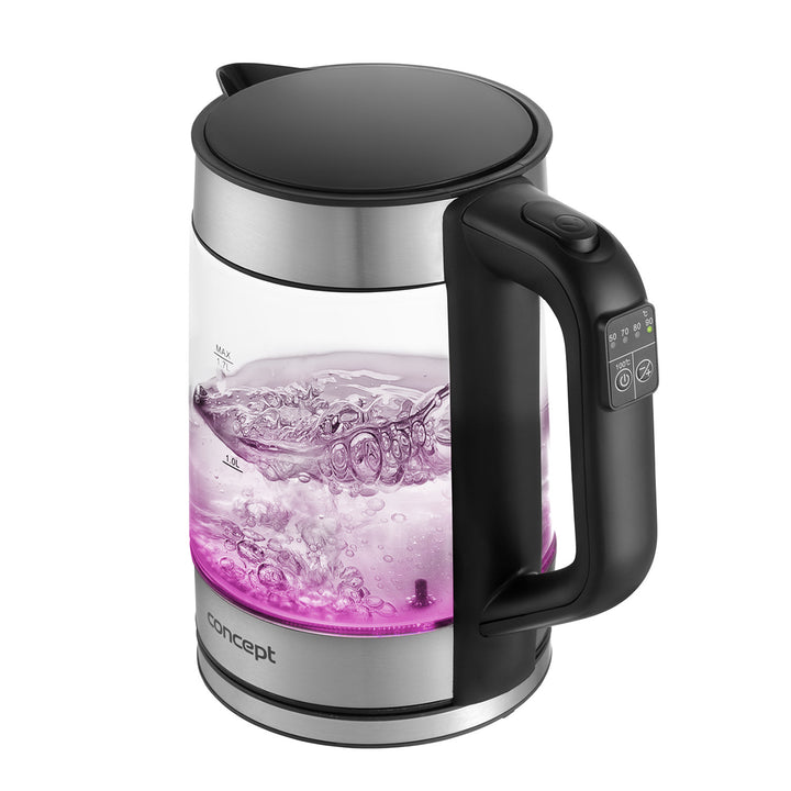 Chaleira elétrica em vidro Concept RK4067 1,7L com controlo de temperatura