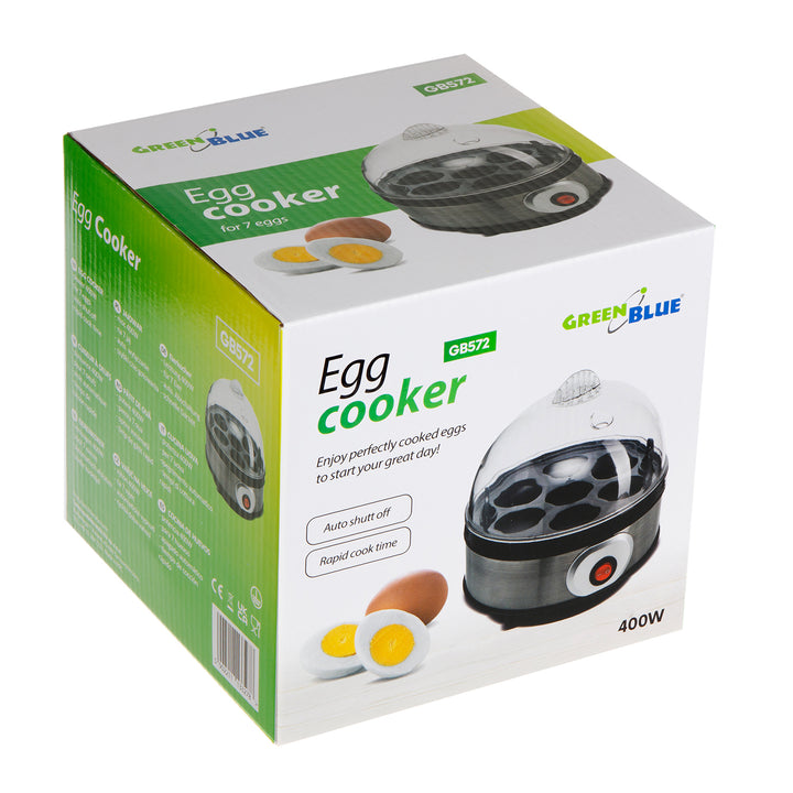 GreenBlue GB572 Cozedor de Ovos Automático, 400 W de Potência, Até 7 Ovos, Copo Medidor, 220-240 V~, 50 Hz