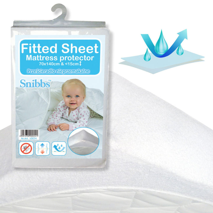 Lençol impermeável Snibbs para cama pequena, branco, 70x140 cm, T-SNI-10024