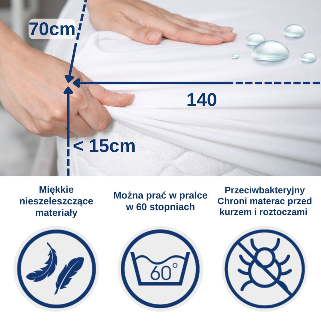 Lençol impermeável Snibbs para cama pequena, branco, 70x140 cm, T-SNI-10024