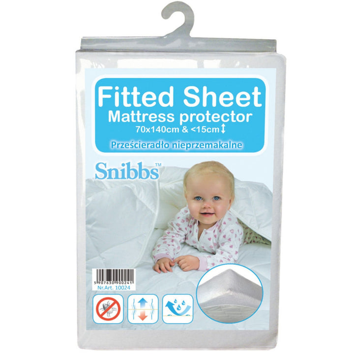 Lençol impermeável Snibbs para cama pequena, branco, 70x140 cm, T-SNI-10024