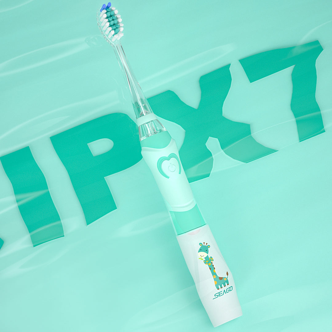 Escova de dentes sónica infantil SEAGO, verde, 1xAA 1,5 V (não incluída), 3 pontas de substituição, SG-977 verde