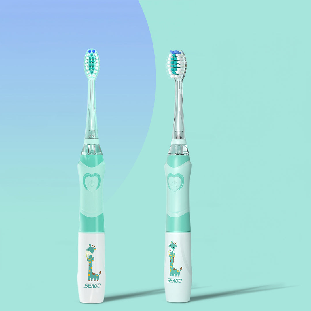 Escova de dentes sónica infantil SEAGO, verde, 1xAA 1,5 V (não incluída), 3 pontas de substituição, SG-977 verde