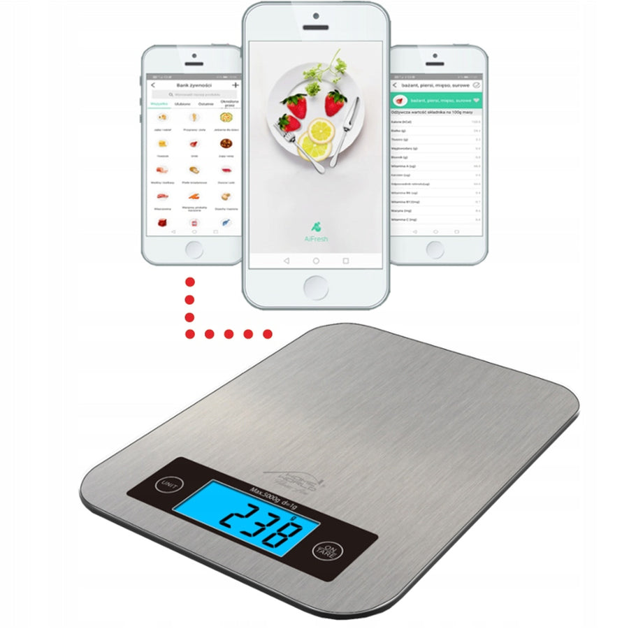 Balança de cozinha TECH-MED, balança de dieta, Bluetooth, 5 kg, HW-FIT022