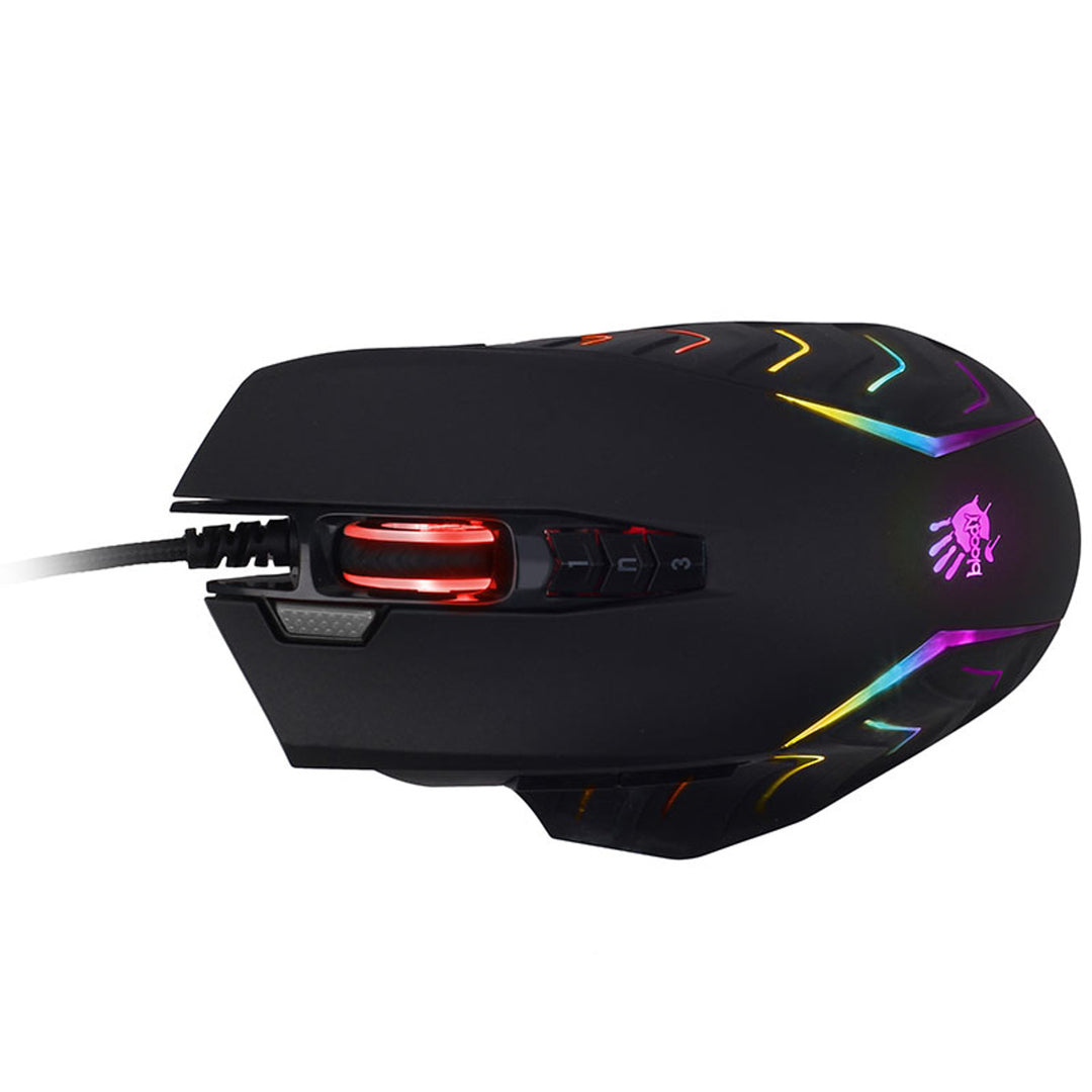 Rato Gamer A4TECH, USB, 8000 DPI, Comandos Deslizantes em Metal, J95 RGB Pixart (Ligado)