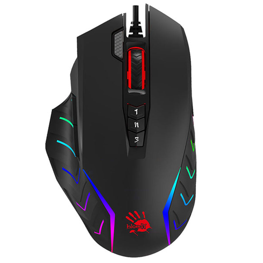 Rato Gamer A4TECH, USB, 8000 DPI, Comandos Deslizantes em Metal, J95 RGB Pixart (Ligado)