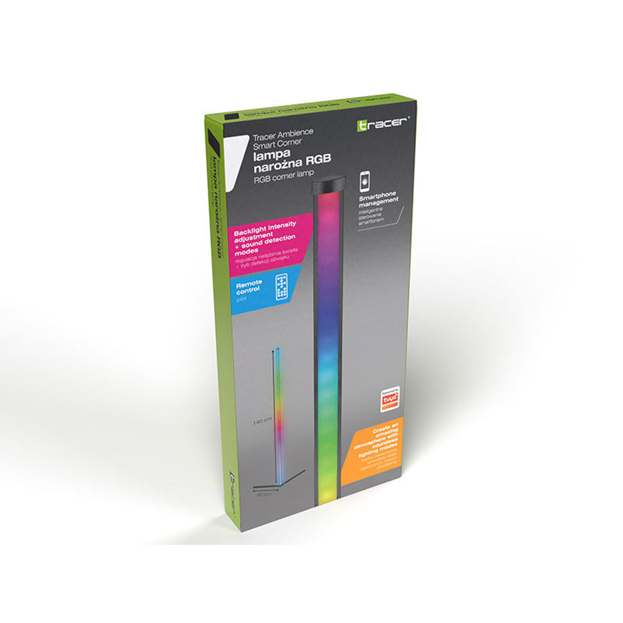 Tracer Ambience RGB - Luminária de Canto Inteligente Luminária de Canto Decorativa Comando Remoto Compatível com a Aplicação 12 Modos de Iluminação
