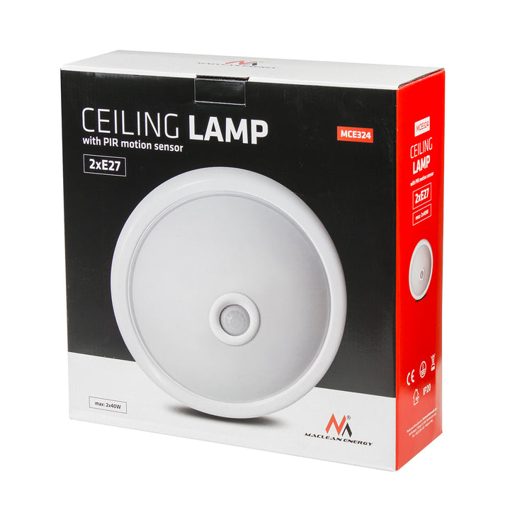 Luminária de teto com sensor PIR Maclean, com fonte de luz LED, 2x máx. 40 W, E27, 220-240 V ~ 50/60 Hz, MCE324 + 2xMCE268