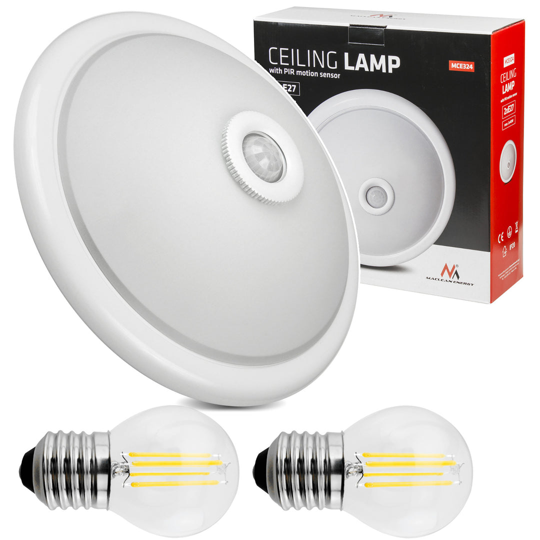 Luminária de teto com sensor PIR Maclean, com fonte de luz LED, 2x máx. 40 W, E27, 220-240 V ~ 50/60 Hz, MCE324 + 2x MCE284