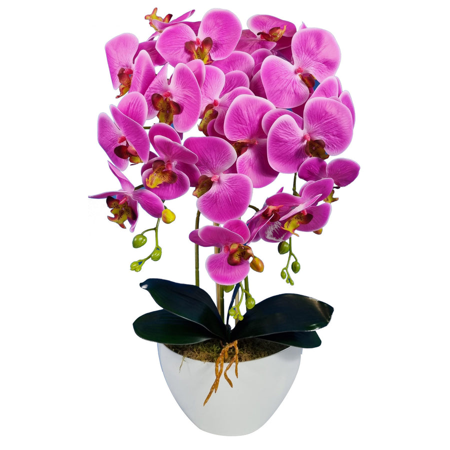 Damich Orquídea artificial de 3 tallos, Color rosa, Caucho, 3pgoc
