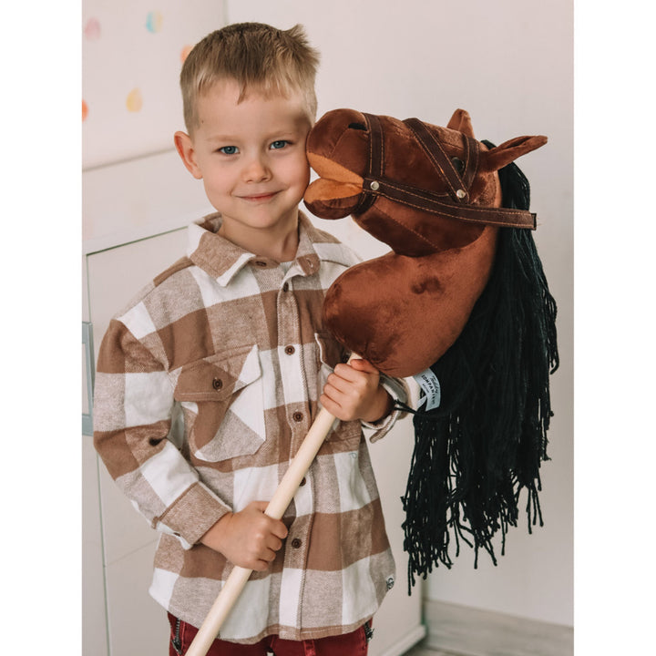 Cavalo de peluche Teddykompaniet, bastão de madeira, rédeas, 80 cm, T-TED-03002