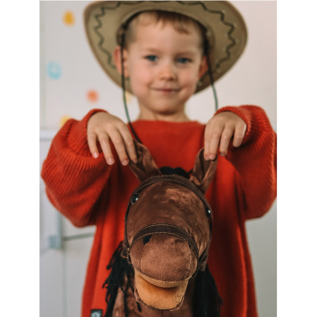 Cavalo de peluche Teddykompaniet, bastão de madeira, rédeas, 80 cm, T-TED-03002