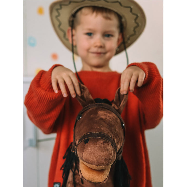 Cavalo de peluche Teddykompaniet, bastão de madeira, rédeas, 80 cm, T-TED-03002