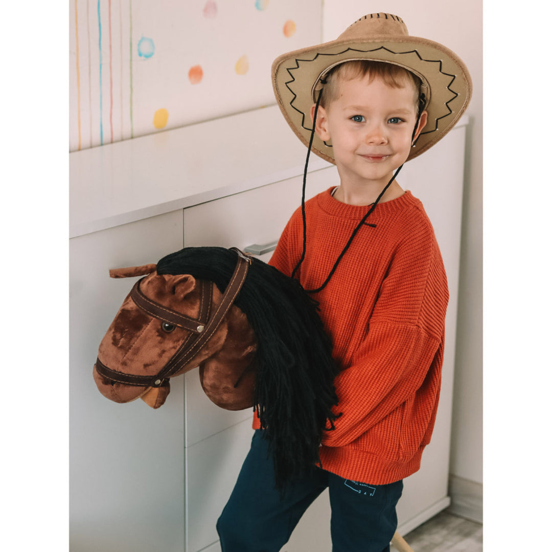 Cavalo de peluche Teddykompaniet, bastão de madeira, rédeas, 80 cm, T-TED-03002