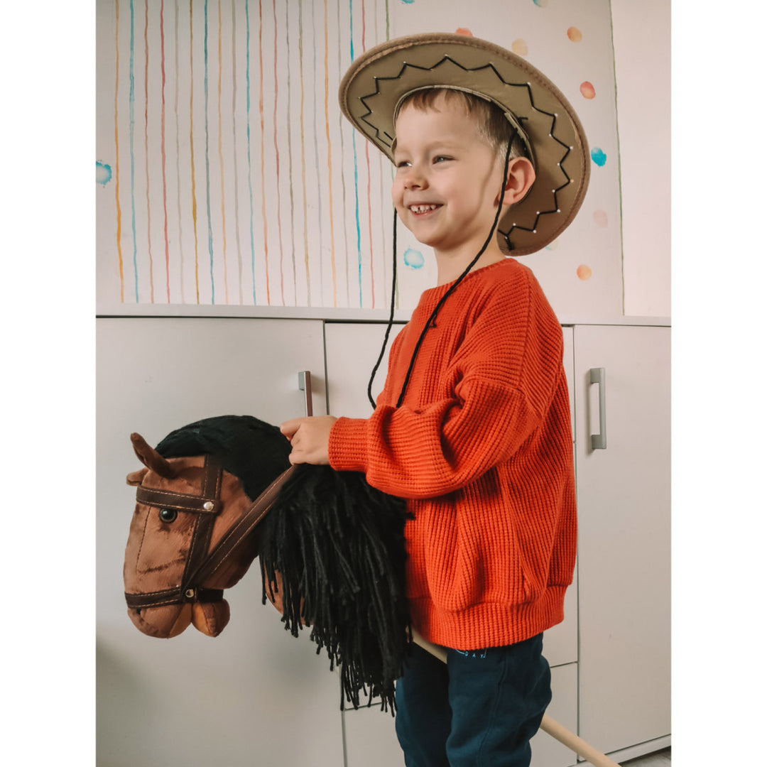 Cavalo de peluche Teddykompaniet, bastão de madeira, rédeas, 80 cm, T-TED-03002