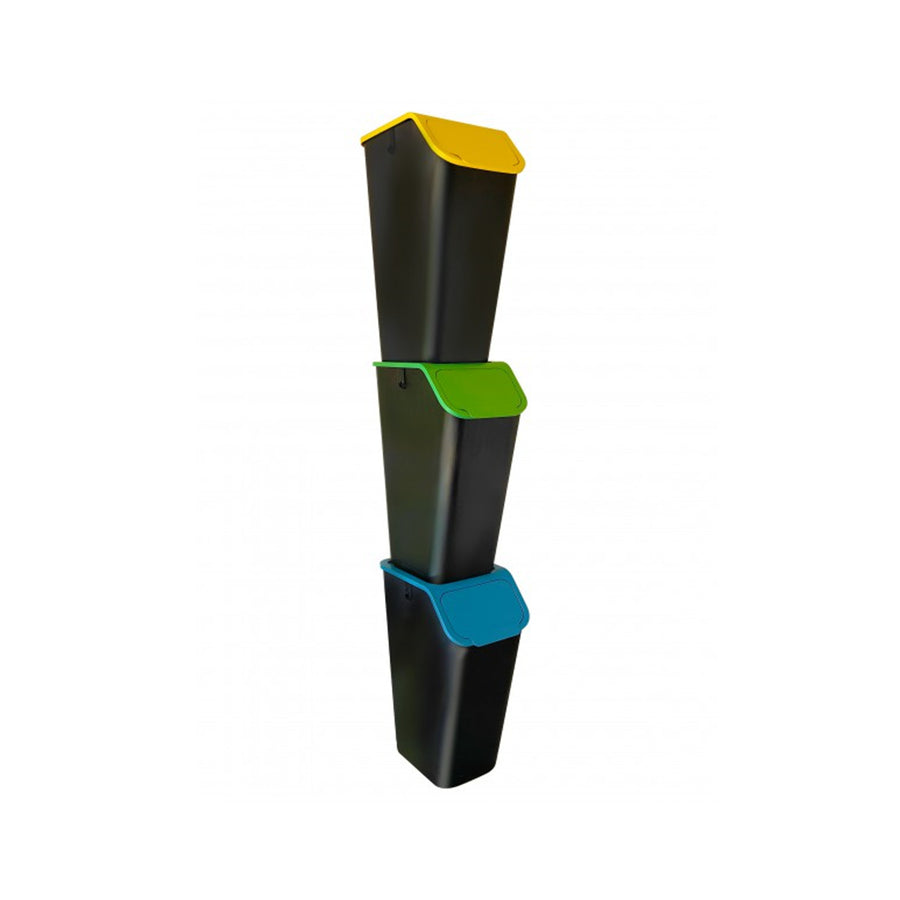 Papeleiras para Reciclagem BINI - Conjunto de 3 - Azul, Amarelo, Verde + Filtro, 3x35L