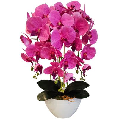 Damich Orquídea Artificial de Caucho con 3 Ramas, Color Rosa, 3pgo2