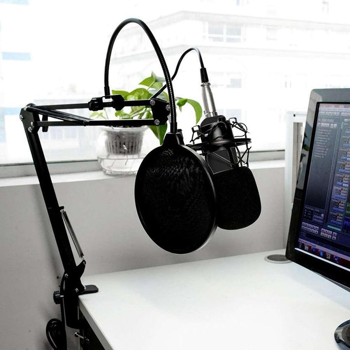 Microfone condensador Media-Tech MT397K, suporte ajustável, acessórios