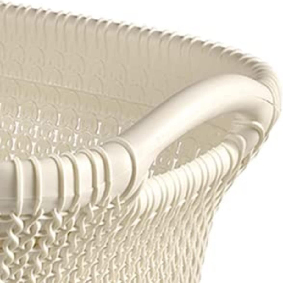 Cesto para roupa suja Curver Knit, cesto para roupa suja com 2 pegas, 40L, creme