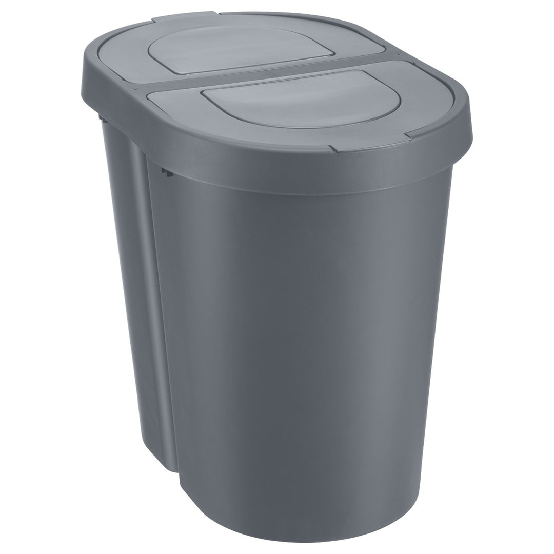 Plast Team Papelera Tapa abatible, Doble, Gris, 2 x 25 l, Seattle Swing