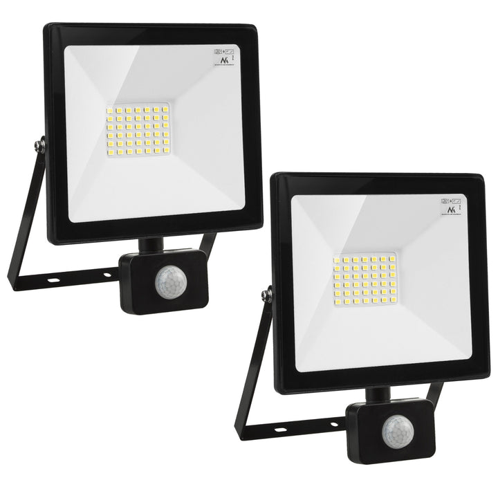 2x Foco Maclean MCE630 NW PIR LED com detector de movimento, fino 30W, 2400lm, branco neutro (4000K), IP44