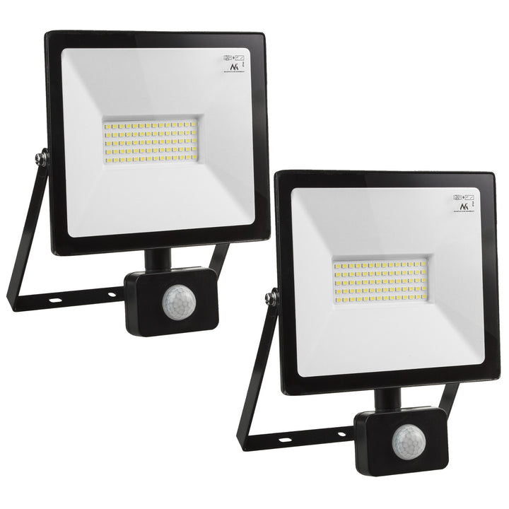 2 focos LED Maclean MCE650 WW PIR com sensor de movimento, fino, 50 W, 4000 lm, branco quente (3000 K), IP44