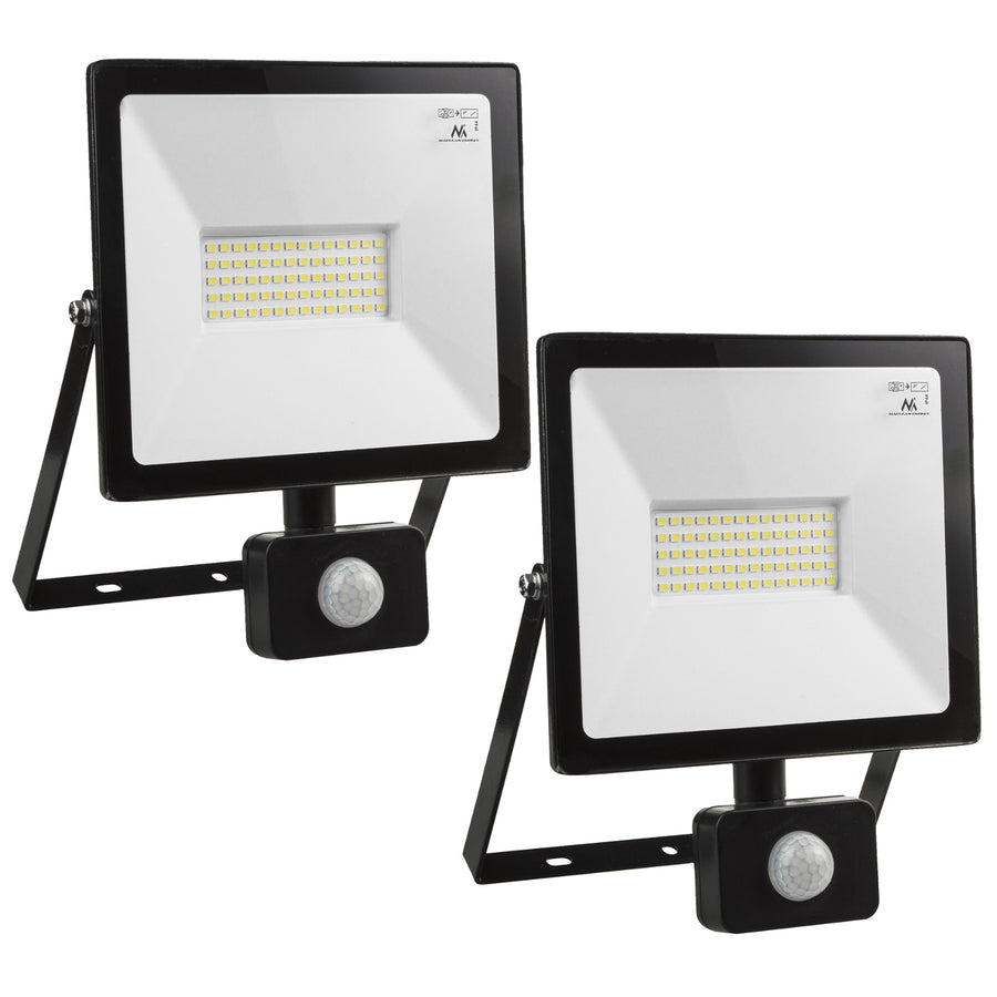 2 focos LED Maclean MCE650 WW PIR com sensor de movimento, fino, 50 W, 4000 lm, branco quente (3000 K), IP44